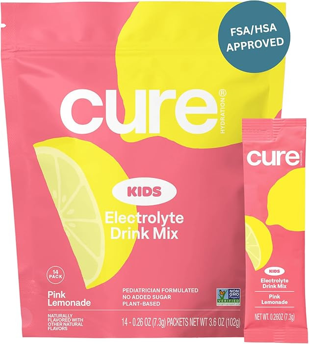 Cure Hydration - Kids Electrolyte Drink Mix | Plant-Based Pediatrician Formulated Rehydration | N... | Amazon (US)