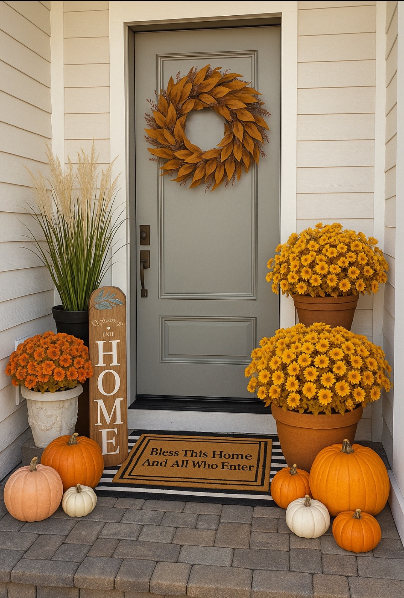 Neutral pumpkins + golden mums + a harvest wreath = my kind of fall magic 🌾🤍
Shop this exact porch styling in my LTK!

#LTKhome #FallDecorInspo #PorchDecorIdeas #NeutralFallDecor #CozyPorchVibes #LTKseasonal #LTKunder50


#LTKSeasonal #LTKHome #LTKStyleTip