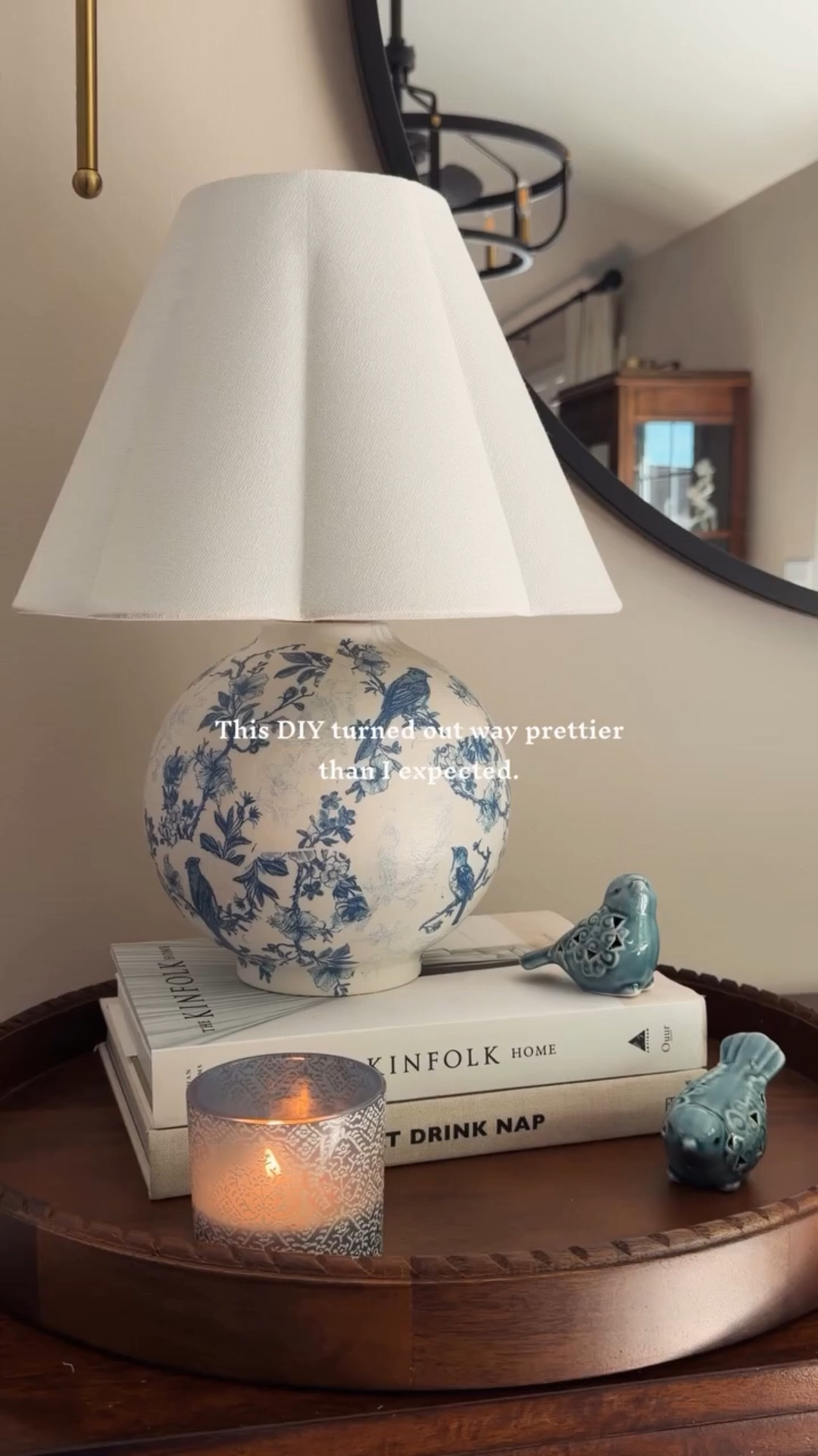 This DIY turned out way prettier than I expected.

DIY Vase → Lamp (No Wiring!)

DIY Vase
You’ll need: a neutral vase, decorative napkins, Mod Podge, and a brush.

1. Separate the napkin layers + cut out your favorite shapes
2.Brush a thin layer of Mod Podge onto the vase
3.Place one piece at a time onto the surface
4.Seal with another layer of Mod Podge
5.Repeat until covered + let dry overnight

Note: Mix top and bottom napkin layers for extra contrast!

Turn It Into a Lamp (No Wiring!)
You’ll need: a Styrofoam cylinder, lamp kit (for structure), wireless/rechargeable bulb, and a lampshade.

1.Insert the Styrofoam cylinder into the vase
2.Install the lamp kit for support
3.Attach the lampshade
4.Add a wireless bulb + switch it on

Easy, affordable, and such a cute home upgrade 🏡✨

#diy #cozycorner #cozyvibes #cozyathome #cozy

#LTKHome