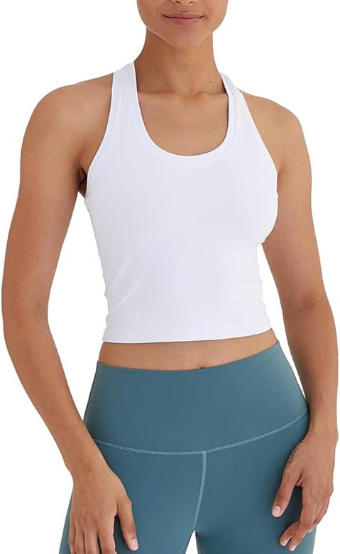 Puedizux Women's Cropped Workout Tops Racerback Yoga Sports Tank Tops Shirt | Amazon (US)