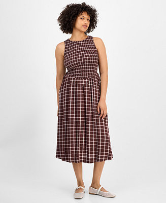 And Now This Women's Printed Smocked Sleeveless Midi Dress, Macy's Exclusive - Macy's | Macy's