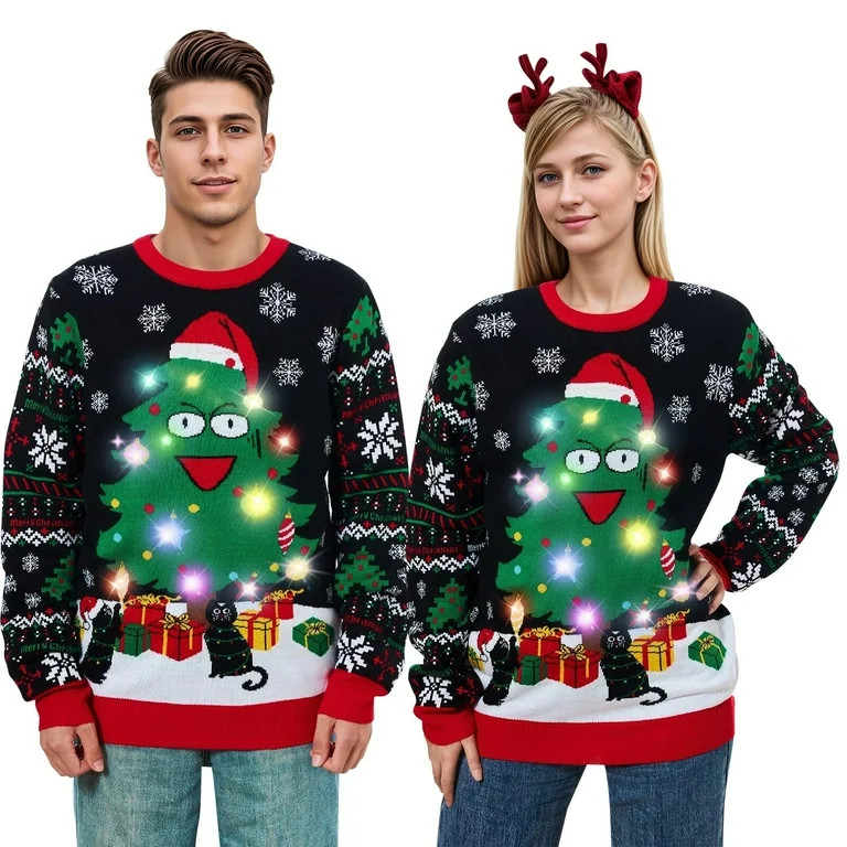 Lollipie Ugly Christmas Light up Sweater for Women/Men with Multi-Colored Led Flashing Lights Kni... | Walmart (US)