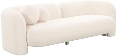 TOV Furniture Amelie 91" W Faux Fur Fabric Sofa in Cream Fabric | Amazon (US)