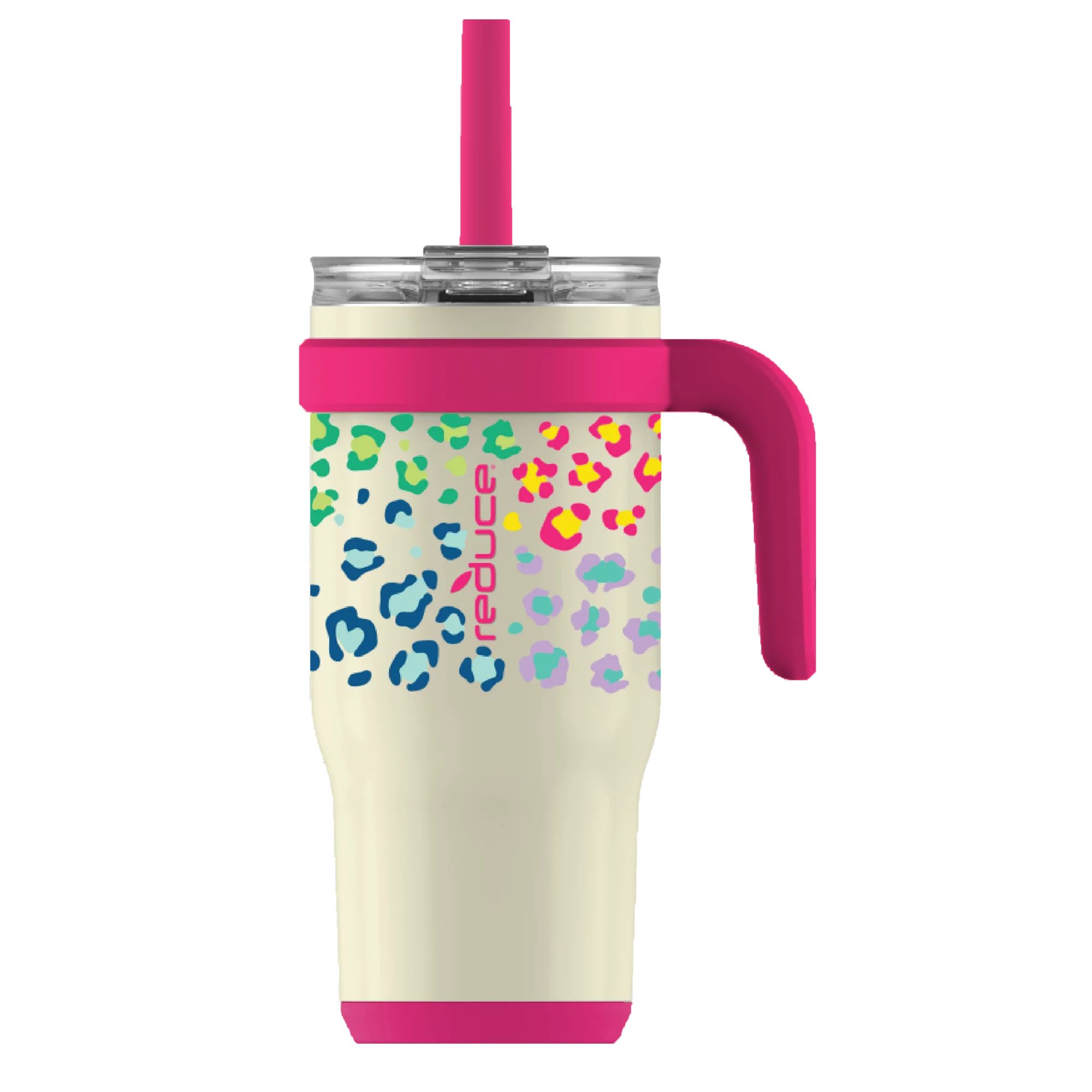 Reduce Vacuum Insulated Stainless Steel Coldee Mug with Lid and Spill-Proof Straw, Cheetah Pink, ... | Walmart (US)