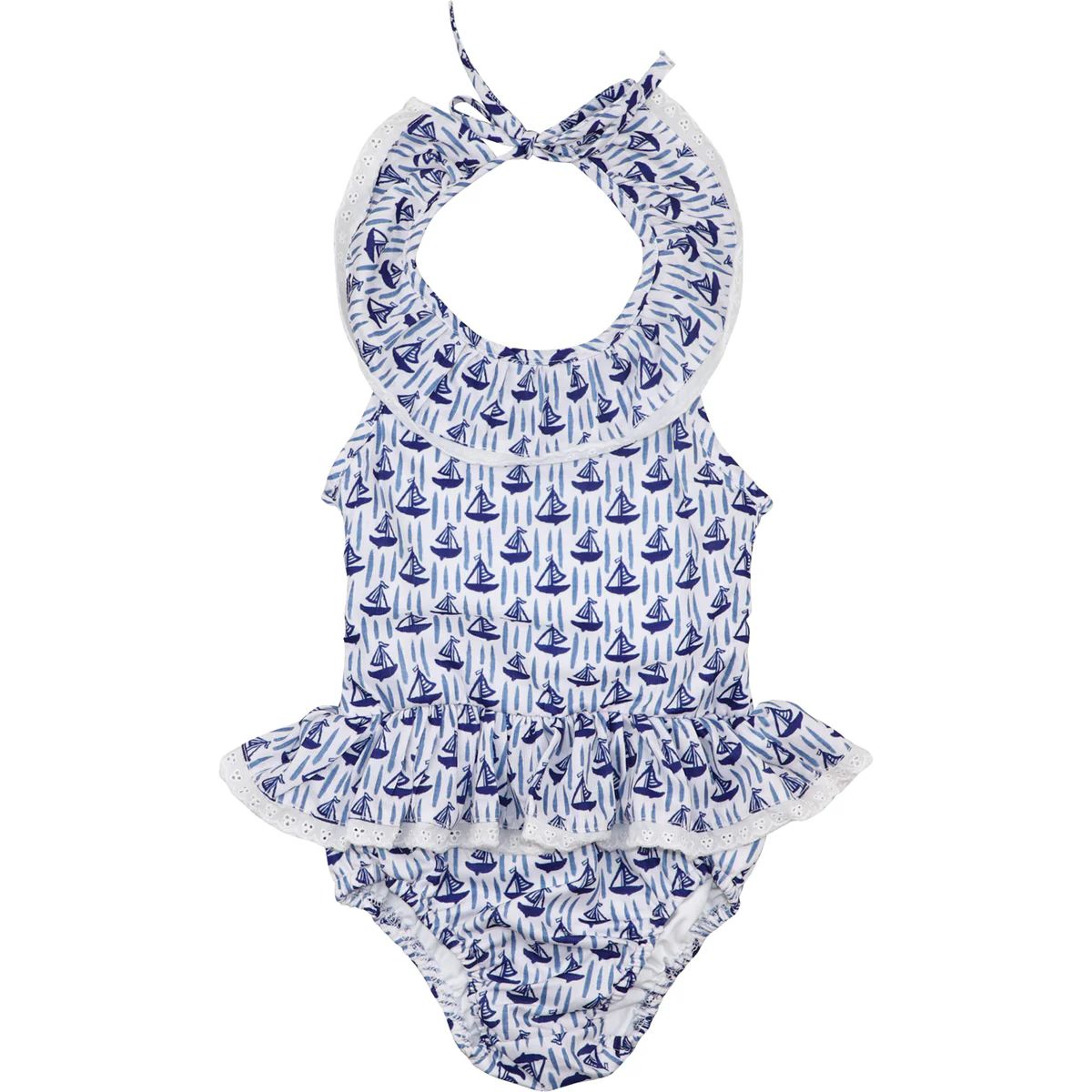 Navy And White Sailboat Swimsuit: Shipping mid May | Eliza James Kids