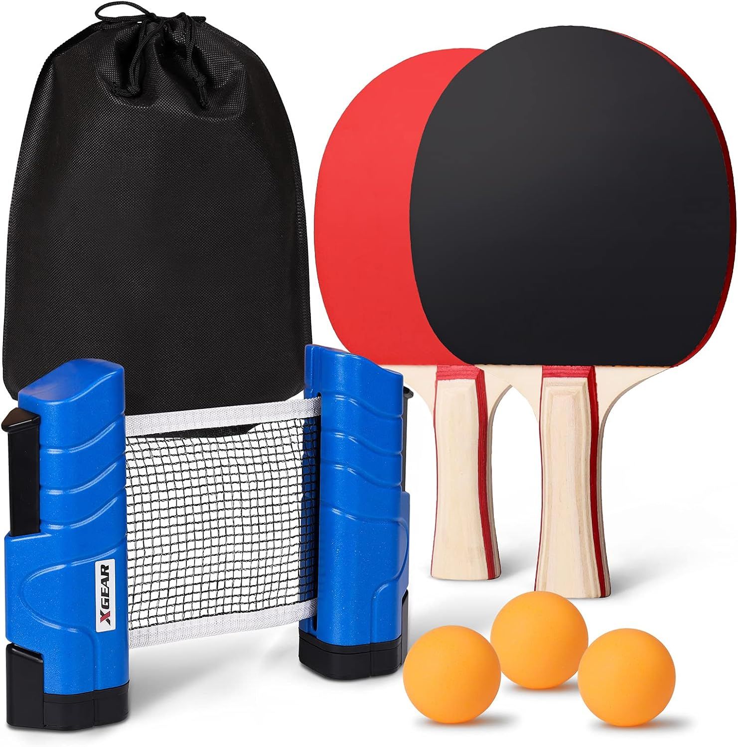XGEAR Anywhere Ping Pong Equipment to-Go Includes Retractable Net Post, 2 Ping Pong Paddles, 3 pc... | Amazon (US)