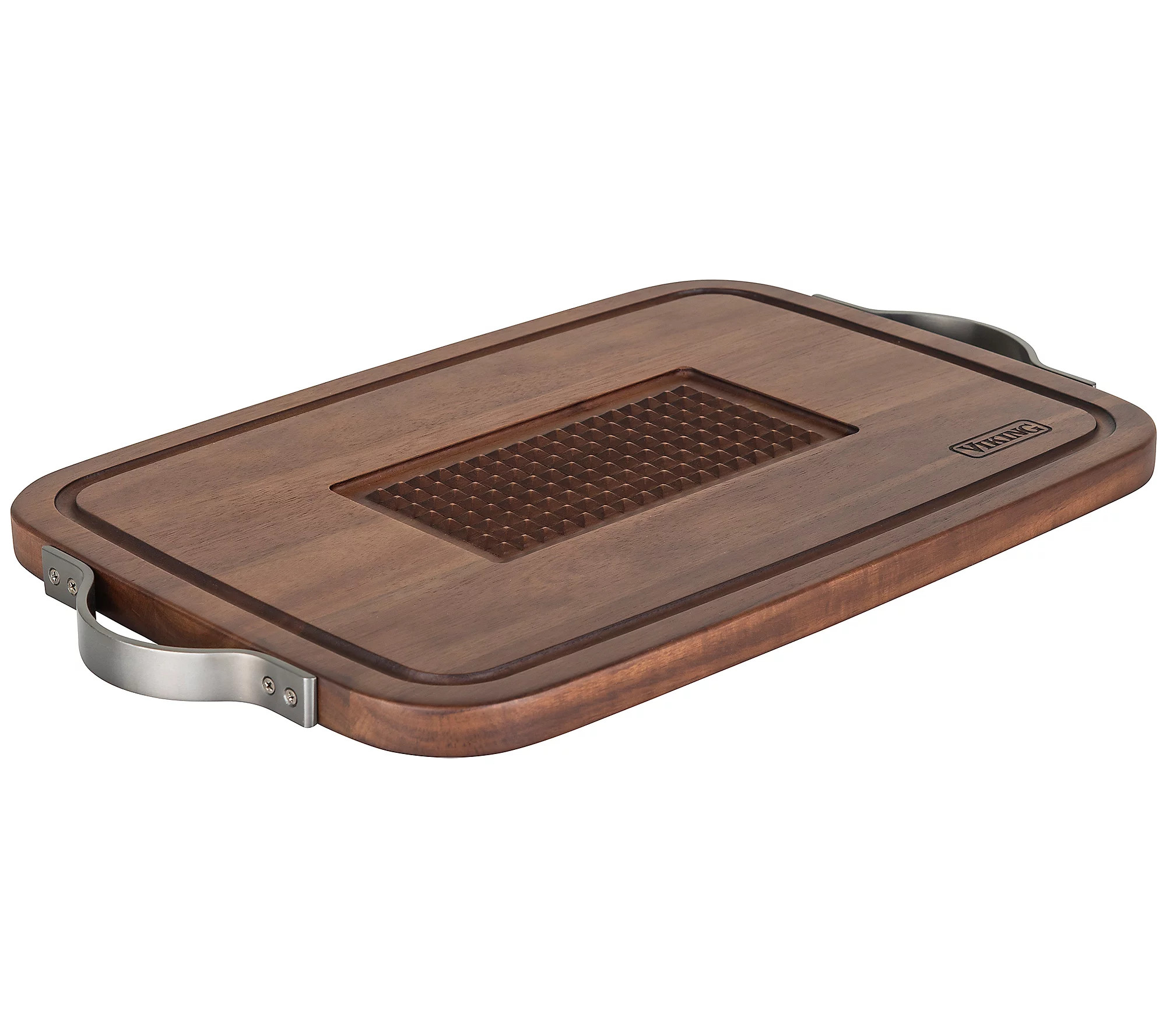 Viking Acacia Carving Board w/Juice Well & Meta l Handles | QVC