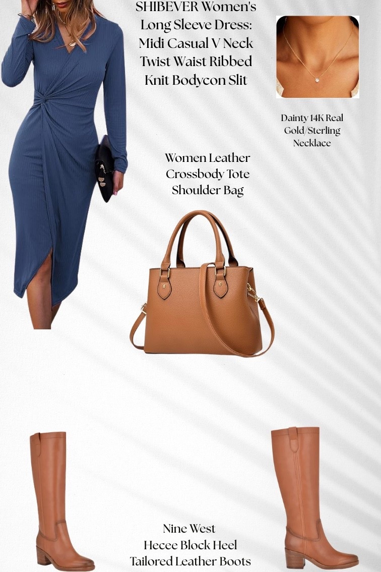 Classy & casual blue long sleeve midi bodycon dress with slit. Paired with brown boots and handbag for elevation
🔥

#LTKTall #LTKootd #LTKBeauty