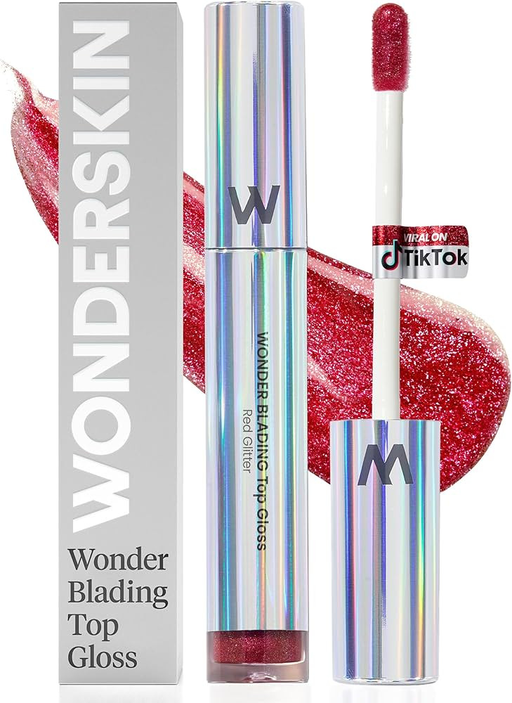 Wonderskin WONDER BLADING Top Gloss - Red Glitter Lip Gloss, Hydrating and High Shine Finish Lip ... | Amazon (US)
