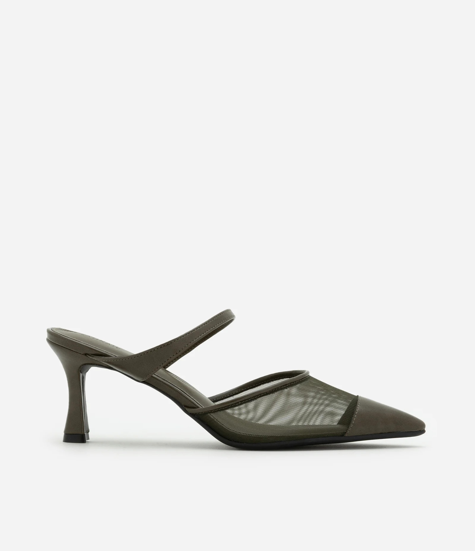 Sapato Scarpin Mule em PU com Detalhe Telinha e Tira Fina Verde Militar - Lojas Renner | Renner (BR)