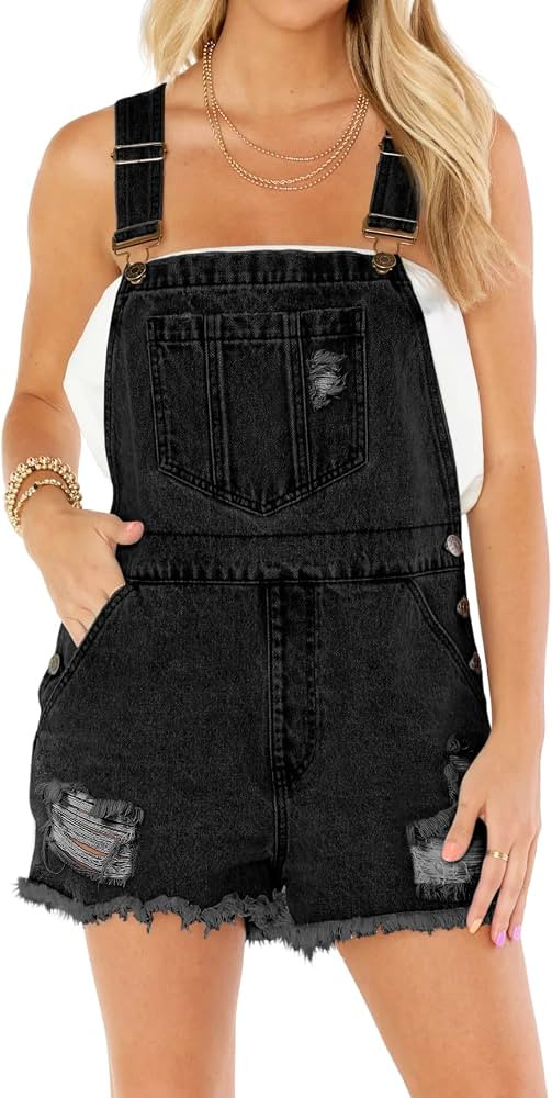 Cicy Bell Women's Cute Denim Overalls Shorts Vintage Revolt Distressed Jean Bib Shortalls with Po... | Amazon (US)