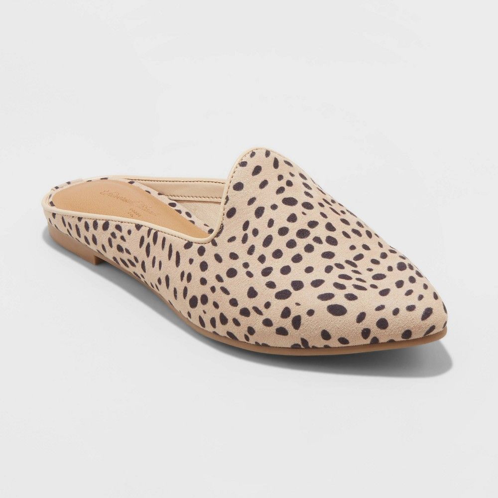 Women's Violet Faux Leather Leopard Spot Mules - Universal Thread™ Brown | Target