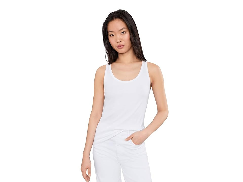 Eileen Fisher Organic Cotton Stretch Rib Scoop Neck Slim Tank Top Women's Clothing White : XS | Zappos