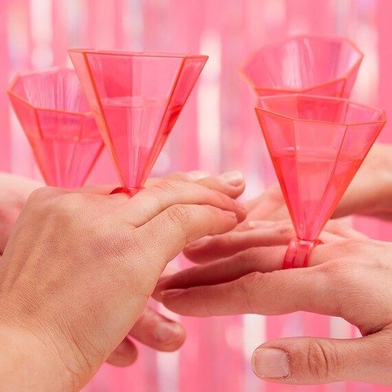 6 Hen Party Shot Glasses, Pink Ring Shot Glasses, Bride Tribe, Hen Party Favours, Bachelorette Pa... | Etsy (US)