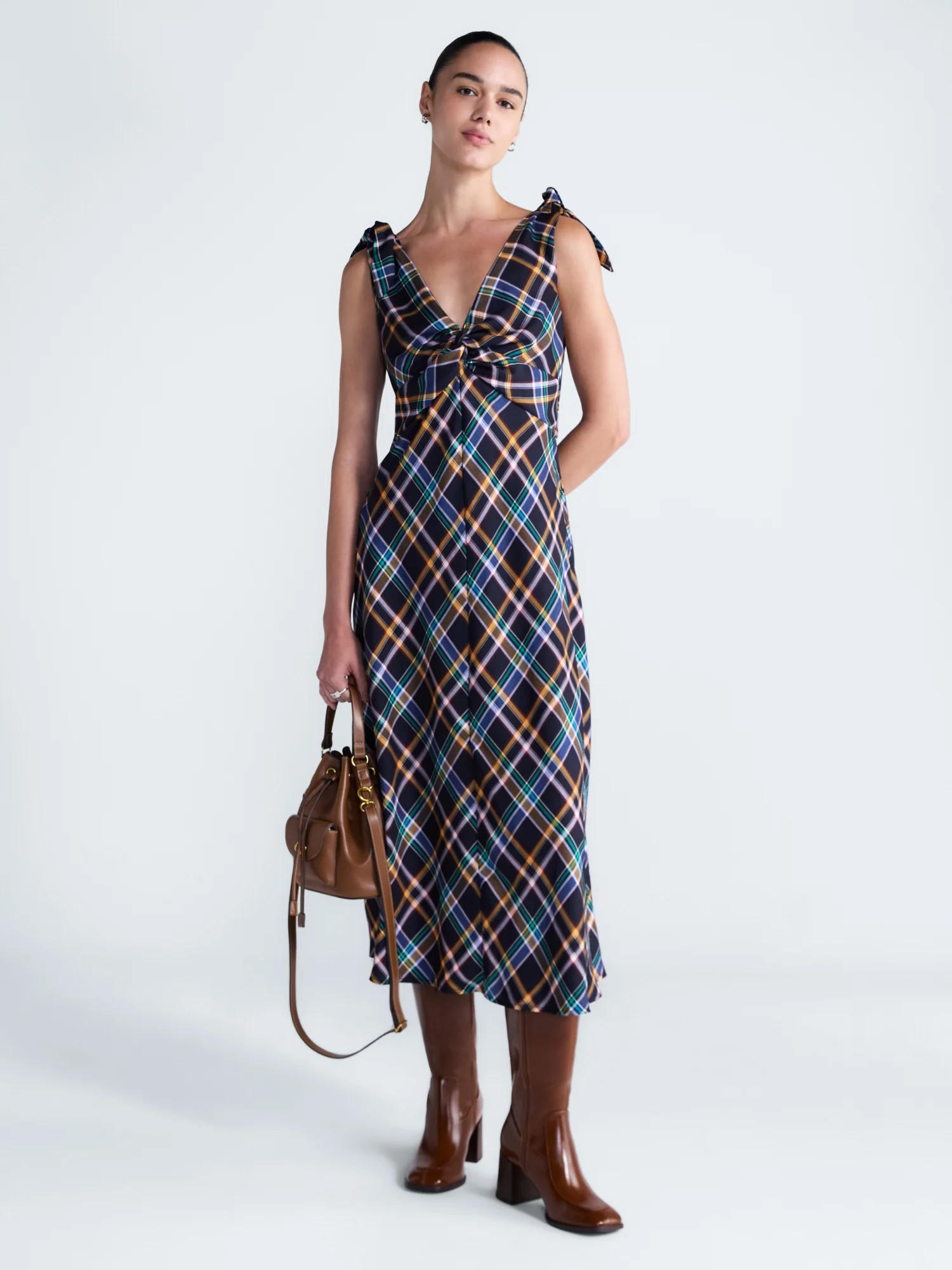 Free Assembly Women's Twist Front Sleeveless Maxi Dress, Sizes XS-XXL | Walmart (US)