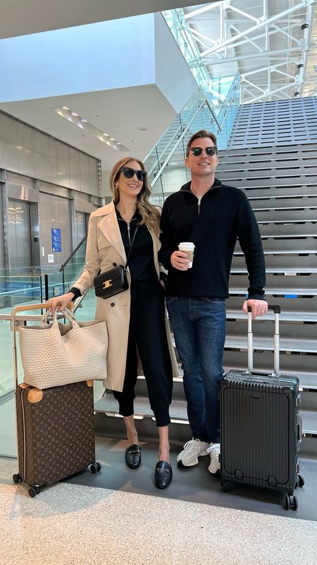 Airport outfits for couples. Comfortable and stylish outfits for the long flights or drives. Everything fits true to size I am wearing size small. 

#LTKSeasonal #LTKtravel #LTKstyletip