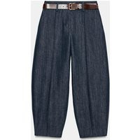 Zara - Belted Balloon Pants - Indigo - L - Woman | Zara US
