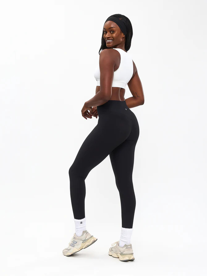 Ribbed Deep V Sports Bra - White | Buffbunny