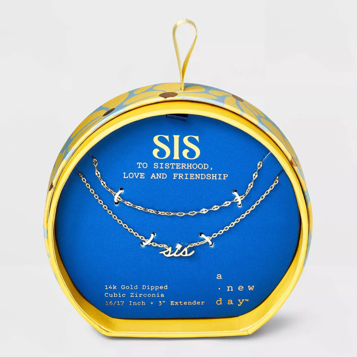 14K Gold Dipped Cubic Zirconia "Sis" Pendant Multi-Strand Necklace - A New Day™ Gold | Target