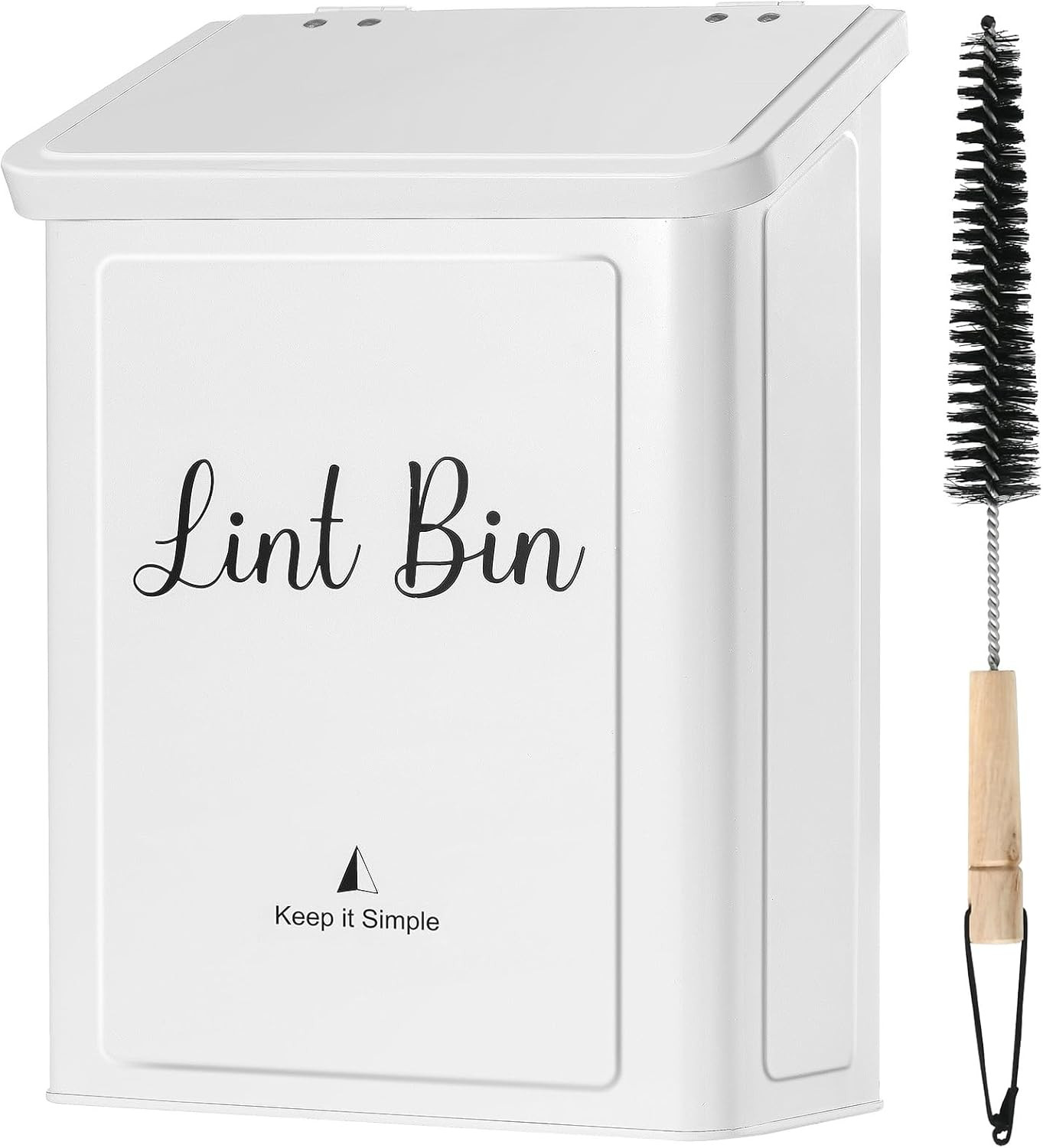 SUBEKYU Magnetic Lint Bin for Laundry Room, Wall Mounted Metal Lint Box Holder Trash Can with Lid... | Amazon (US)