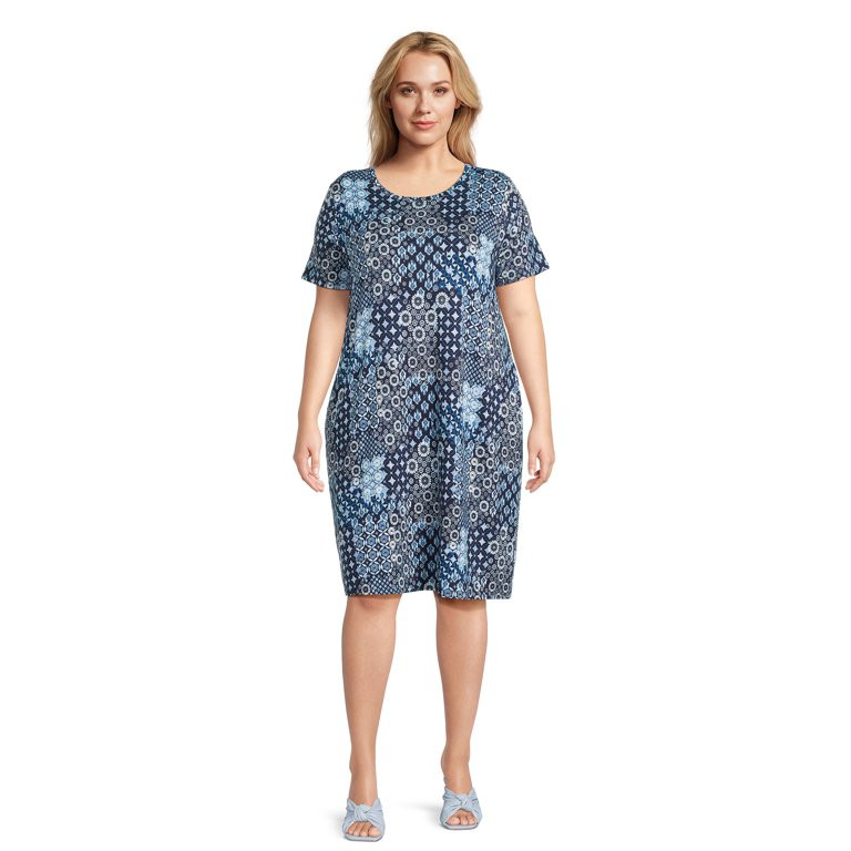 Terra & Sky Women’s Plus Size T-Shirt Dress with Short Sleeves | Walmart (US)