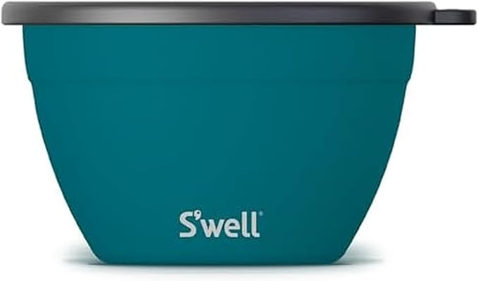 S'well Stainless Steel Salad Bowl Kit 64oz, Peacock Blue, Comes with 2oz Mini Canister and Remova... | Amazon (US)