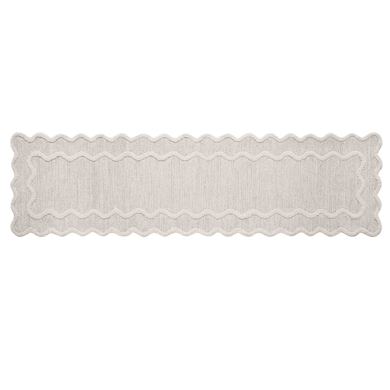 My Texas House Ivory Scallop Wool Indoor Runner Rug, 2' x 8', Handmade Farmhouse Decor | Walmart (US)