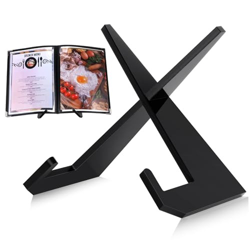 Menkxi Acrylic Cookbook Stand Cook Book Stand for Kitchen Counter Cookbook Holder Clear Recipe Book Holder Multifunctional Display Stand for Tabletop Kitchen Counter Decor,6.5 x 8.5 Inches(Black) | Amazon (US)