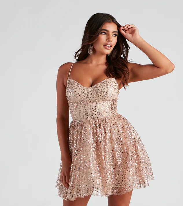 Bridget Glitter A-Line Party Dress | Windsor Stores