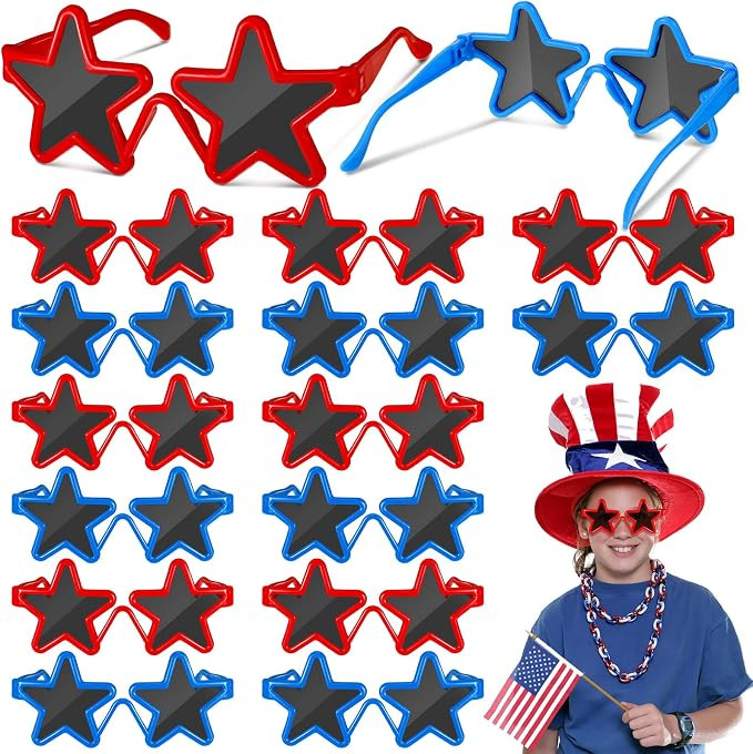 Xuhal 36 Pairs Patriotic Sunglasses for Kids Bulk Patriotic Sunglasses Memorial Day Party Favors ... | Amazon (US)