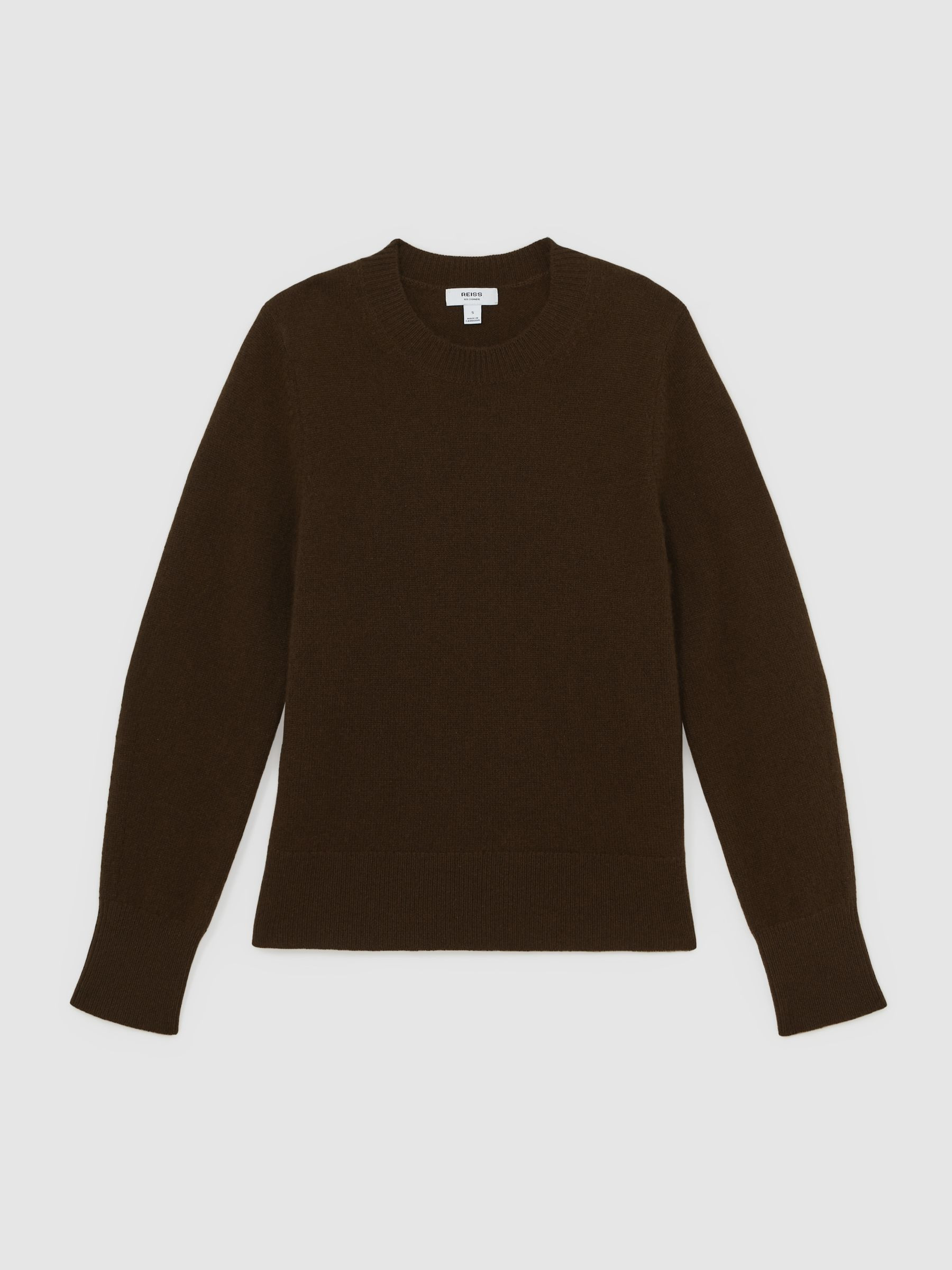100% Cashmere Crew-Neck Jumper in Chocolate Brown | Reiss UK