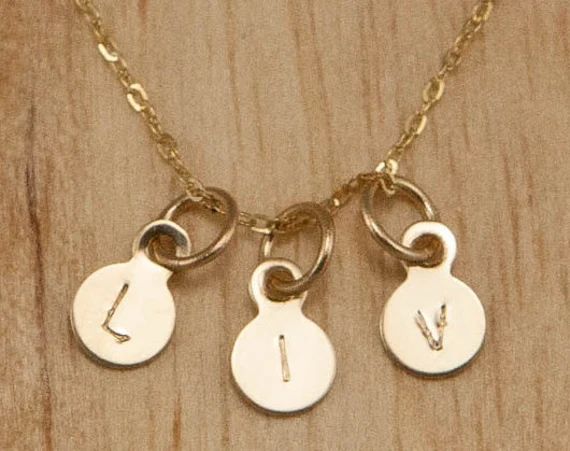 Solid Gold Initial Necklace - Personalized 14K Micro Tiny Dainty Delicate Small - Mom Mommy Push Pre | Etsy (US)