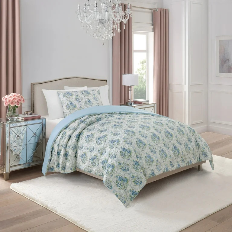 Paris Hilton 2-Piece Coquette Floral Blue Comforter Set, Twin/Twin XL | Walmart (US)