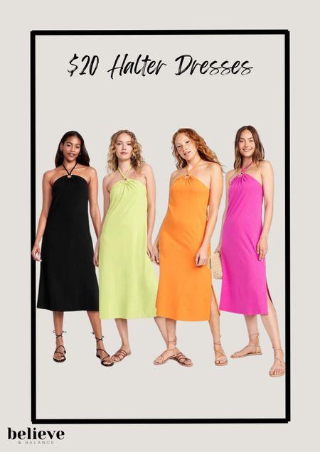 Old navy has halter dresses on sale for $20 right now, they are the perfect summer dresses for a summer outfit or a date night outfit or even a vacation outfit or a resort wear outfit 

#LTKSeasonal #LTKsalealert #LTKFind