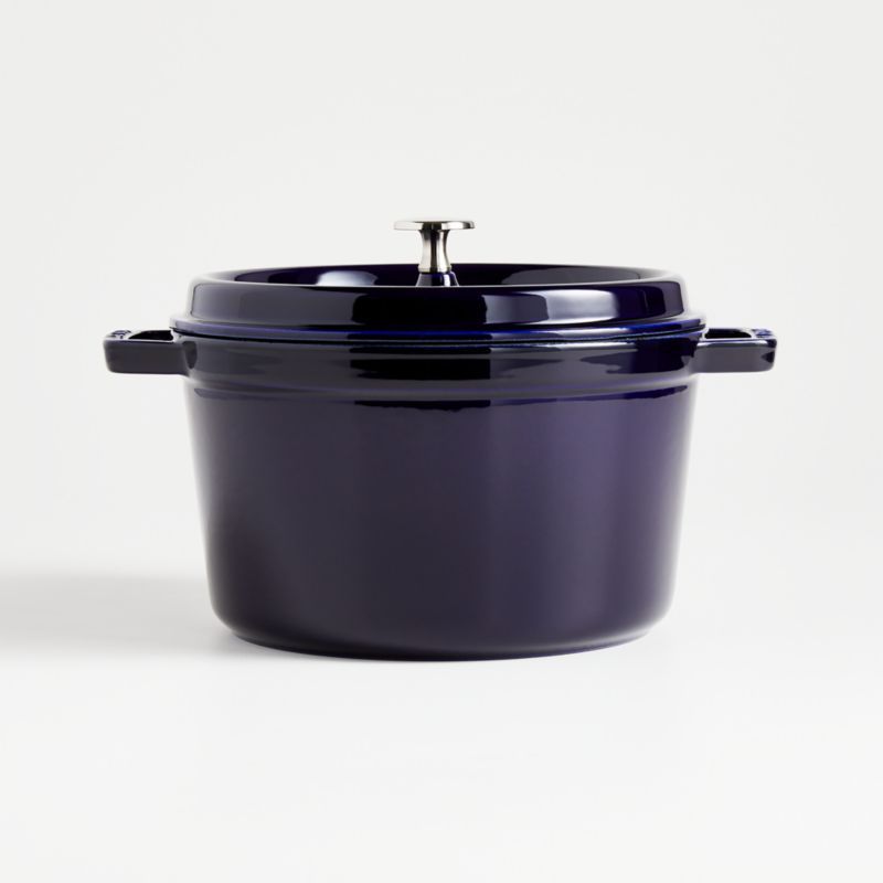 Staub 5-Qt. Dark Blue Tall Round Cocotte + Reviews | Crate and Barrel | Crate & Barrel