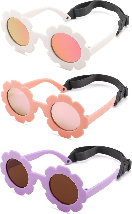 Hycredi Flexible Bendable Flower Baby Polarized Sunglasses with Strap for Newborn Infant Girls Ag... | Amazon (US)