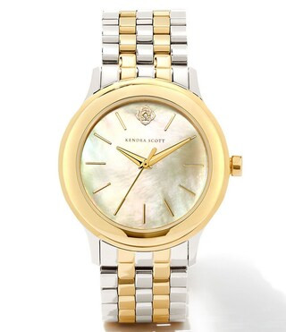Women's Alex Three Hand Two Tone Stainless Steel Mother of Pearl Bracelet Watch | Dillard's