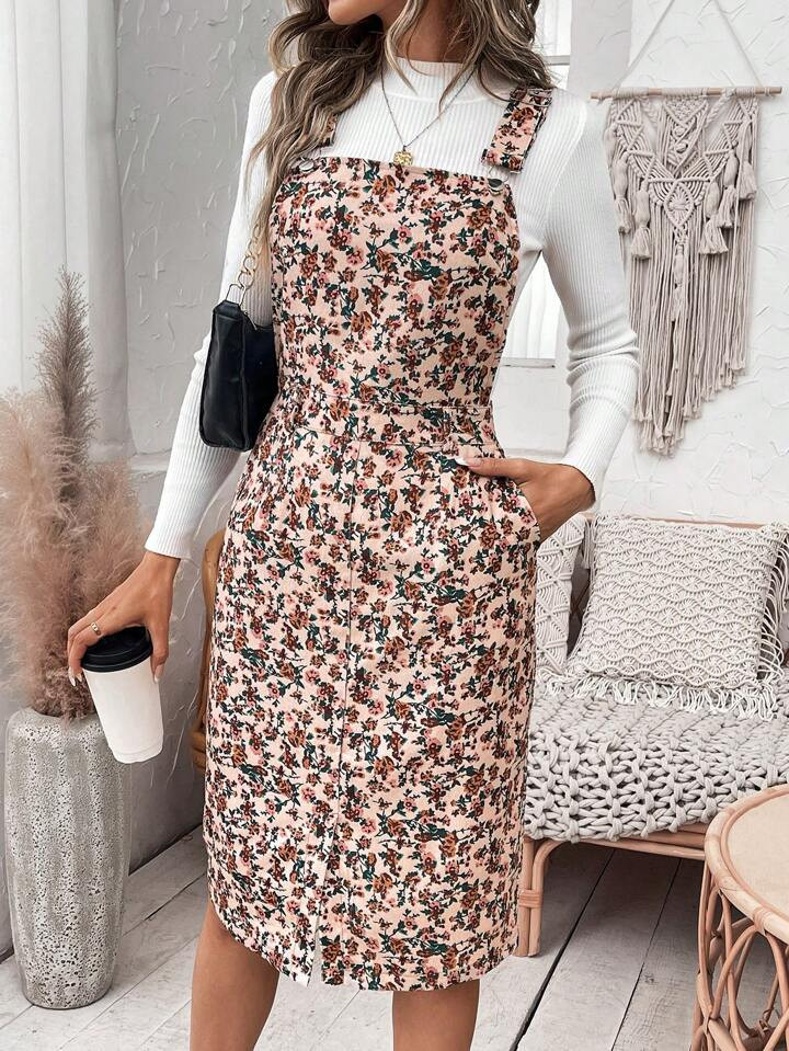 SHEIN Frenchy Overall Dress With Hidden Pocket, Without Top | SHEIN