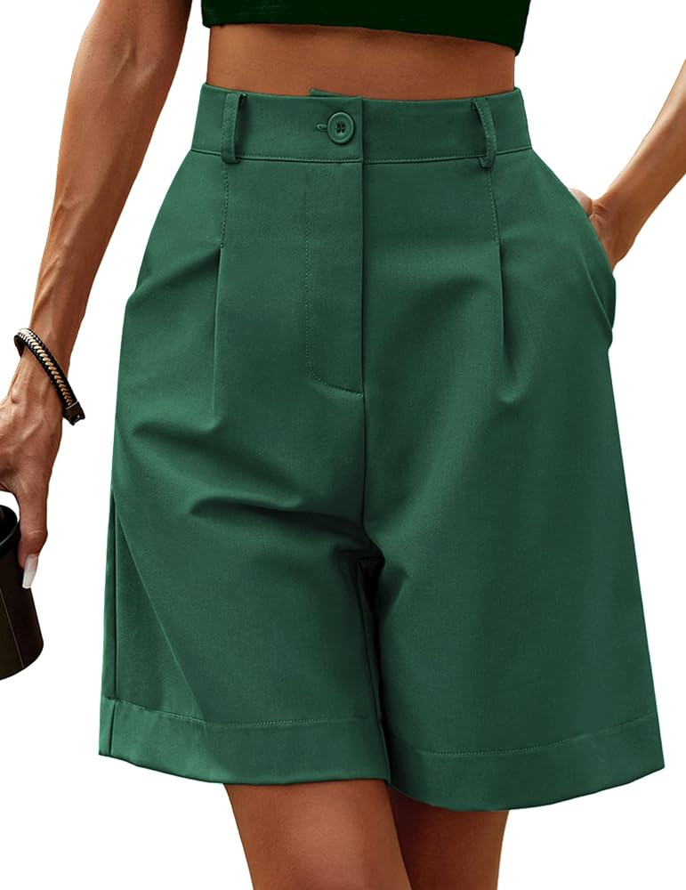 HOTOUCH Bermuda Shorts for Women Summer Dressy Casual Elastic High Waisted Wide Leg Knee Length S... | Amazon (US)
