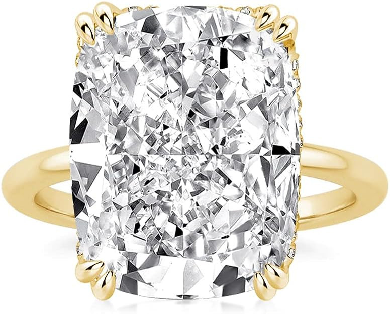 6.0ct Elongated Cushion Cut Engagement Ring for Women,18K Gold Plated Sterling Silver Simulated D... | Amazon (US)
