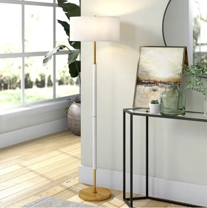 ADDISON AND LANE Simone Matte White and Brass 2-Bulb Floor Lamp | Nordstromrack | Nordstrom Rack