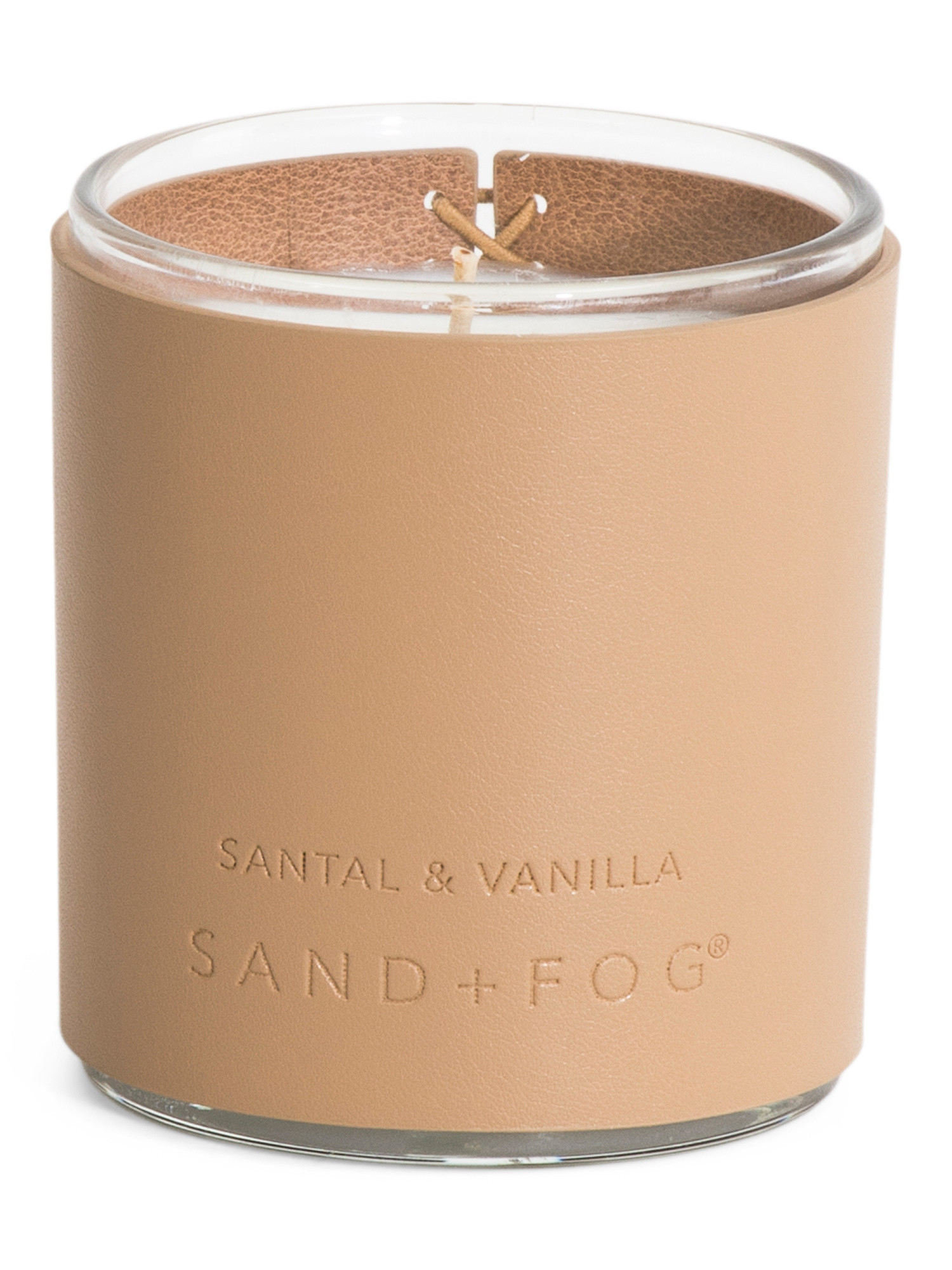 8oz Faux Leather Santal And Vanilla Scented Candle | TJ Maxx