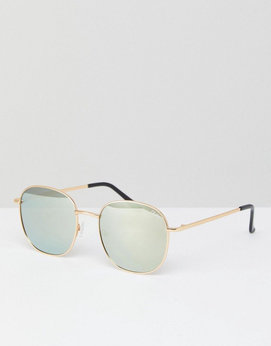 Quay Australia Jezabell round sunglasses in gold - Gold | ASOS US