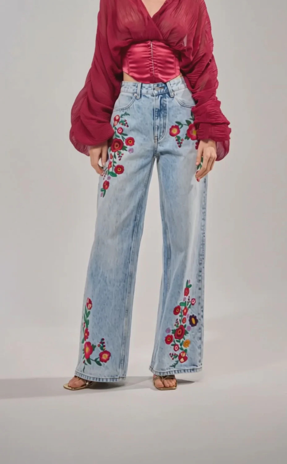 GIVE ME FLOWERS WIDE LEG DENIM | AKIRA