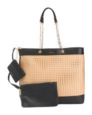 Dani Straw And Lurex Tote With Wristlet Pouch And Card Case | Marshalls