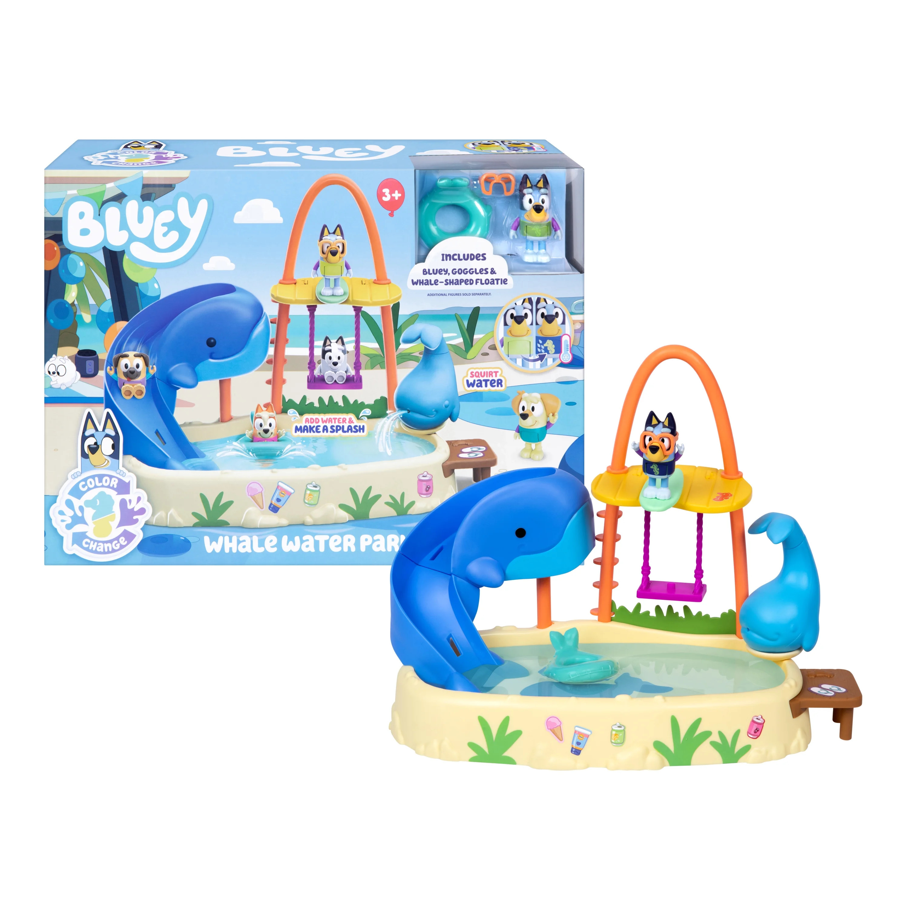 Bluey Whale Water Park Playset, Slide Down The Whale Slide, Includes Color Change Bluey Figure, A... | Walmart (US)