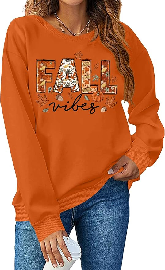 VVNTY Fall Sweatshirts for Women: Autumn Thanksgiving Graphic Pullover Tops Fall Long Sleeve Shir... | Amazon (US)