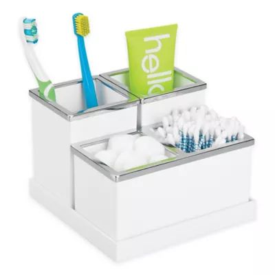 iDesign® Luci 4-Piece Vanity Organizer in White | Bed Bath & Beyond