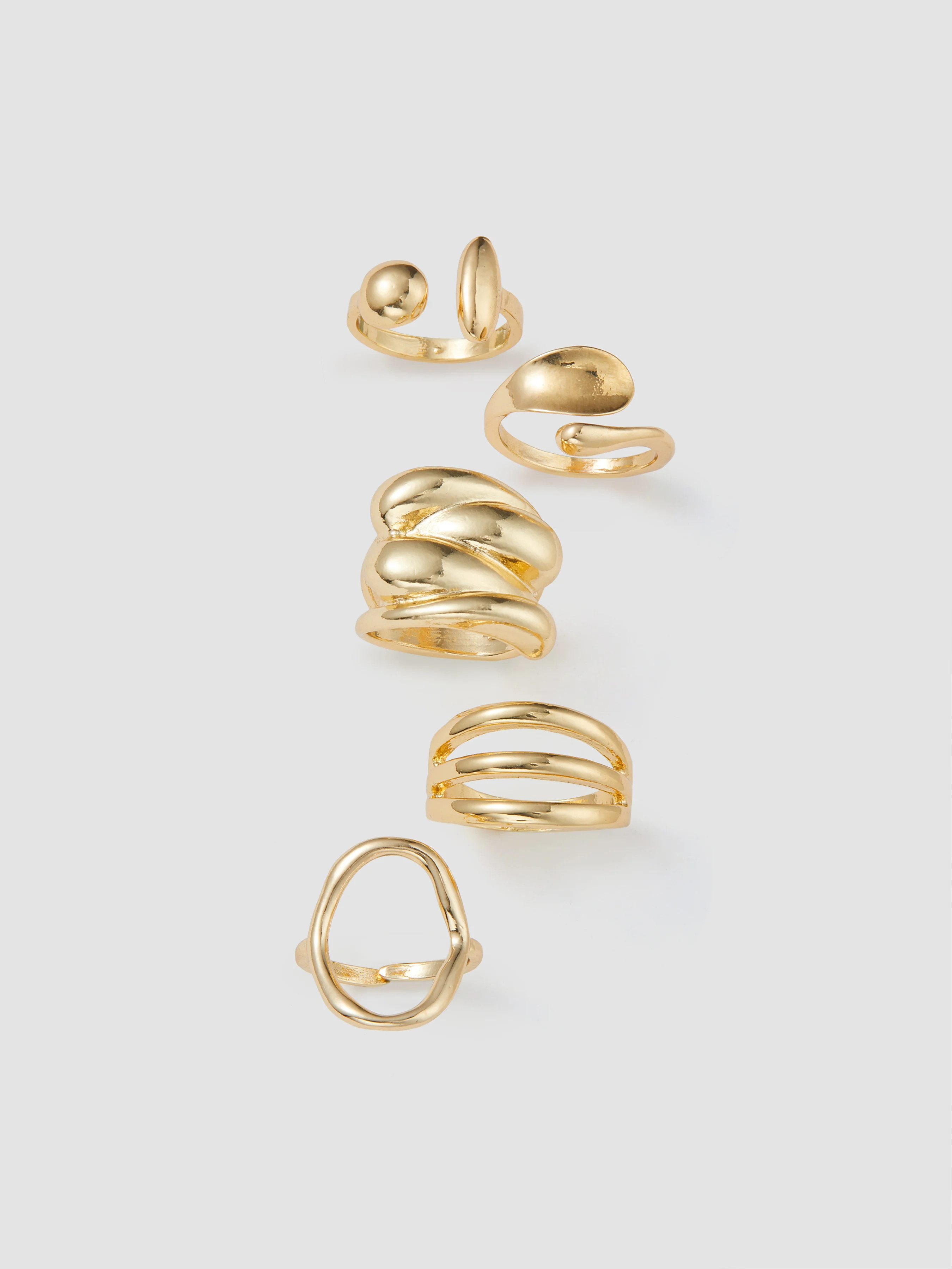 5PCS FLOW WRAP RING SET For Daily Casual Vacation | Cider