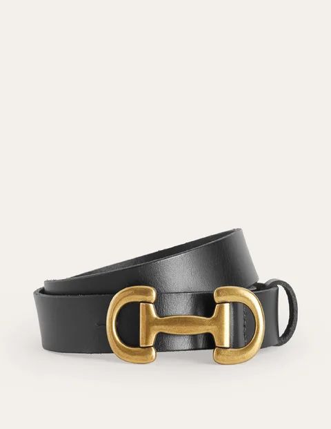 Snaffle-Trim Leather Belt - Black | Boden (UK & IE)